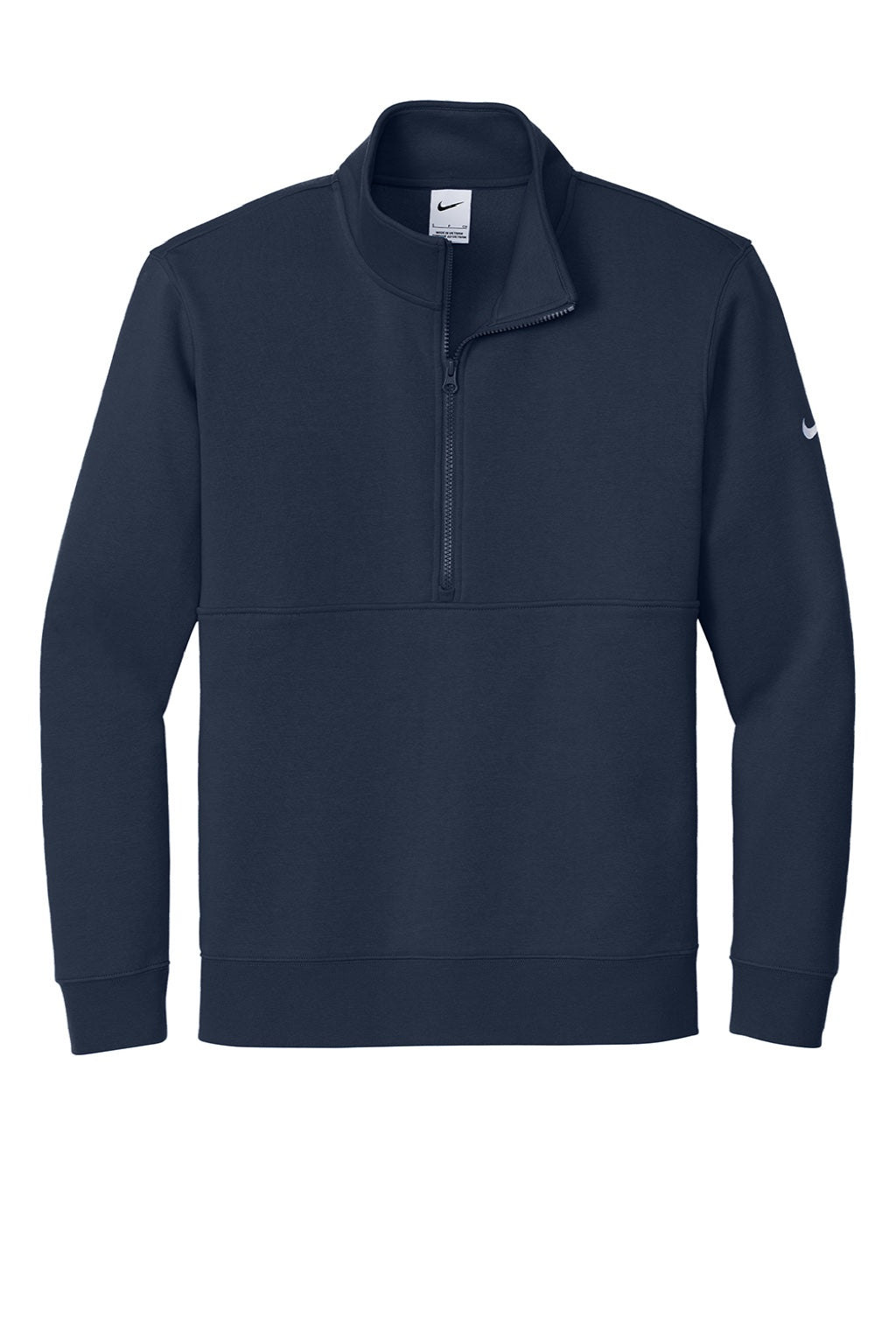 Nike NKDX6718 Mens Club Fleece 1/4 Zip Sweatshirt w/ Pockets Midnight Navy Blue Flat Front