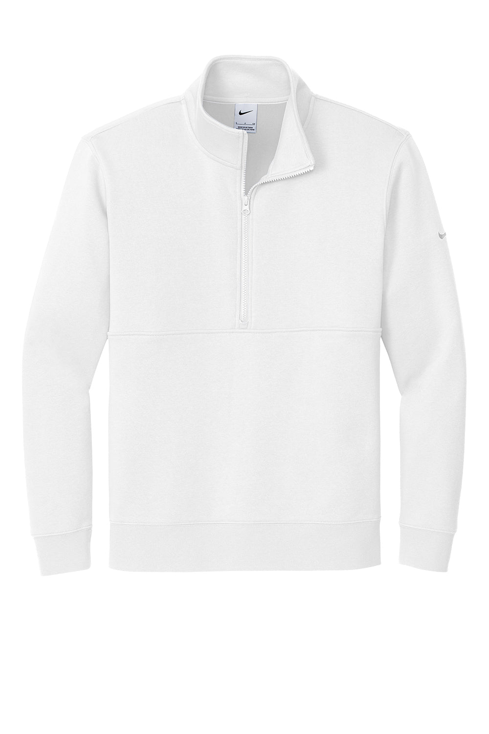 Nike NKDX6718 Mens Club Fleece 1/4 Zip Sweatshirt White Flat Front
