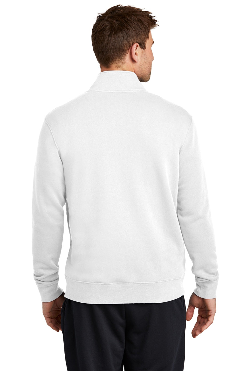 Nike NKDX6718 Mens Club Fleece 1/4 Zip Sweatshirt w/ Pockets White Model Back