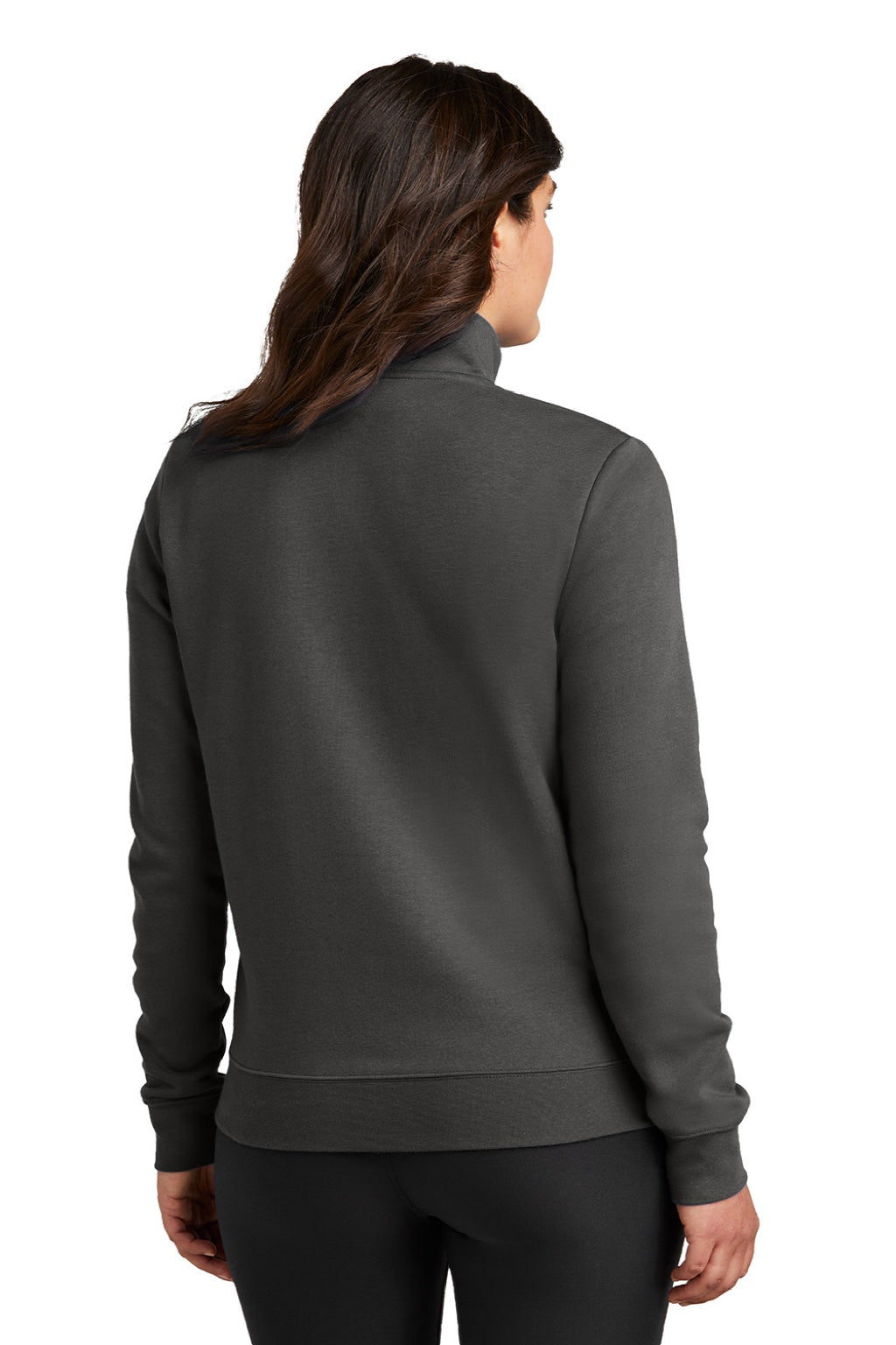 Nike NKDX6720 Womens Club Fleece 1/4 Zip Sweatshirt w/ Pouch Pocket Anthracite Grey Model Back