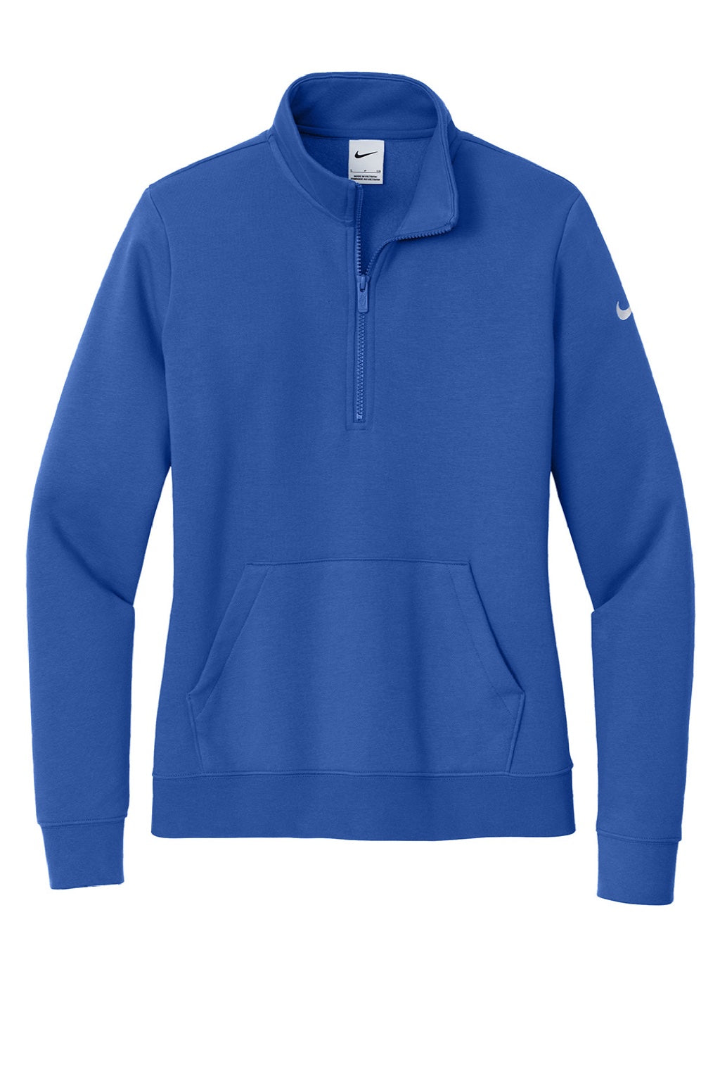 Nike NKDX6720 Womens Club Fleece 1/4 Zip Sweatshirt w/ Pouch Pocket Game Royal Blue Flat Front