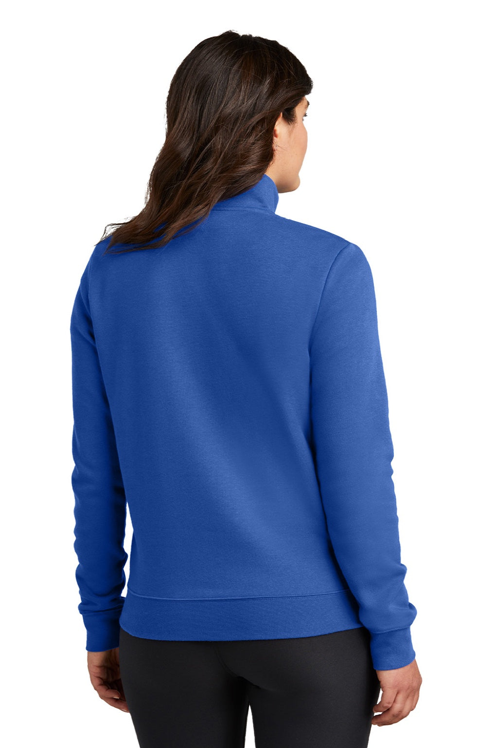 Nike NKDX6720 Womens Club Fleece 1/4 Zip Sweatshirt w/ Pouch Pocket Game Royal Blue Model Back