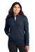 Nike NKDX6720 Womens Club Fleece 1/4 Zip Sweatshirt w/ Pouch Pocket Midnight Navy Blue Model Front