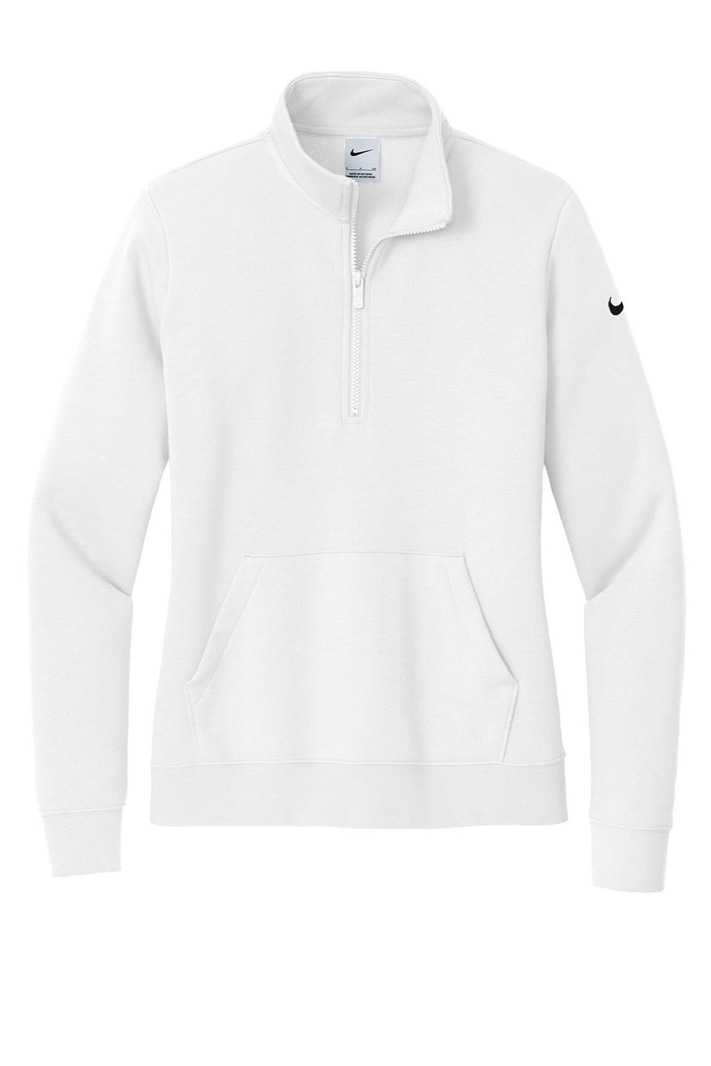 Nike NKDX6720 Womens Club Fleece 1/4 Zip Sweatshirt w/ Pouch Pocket White Flat Front