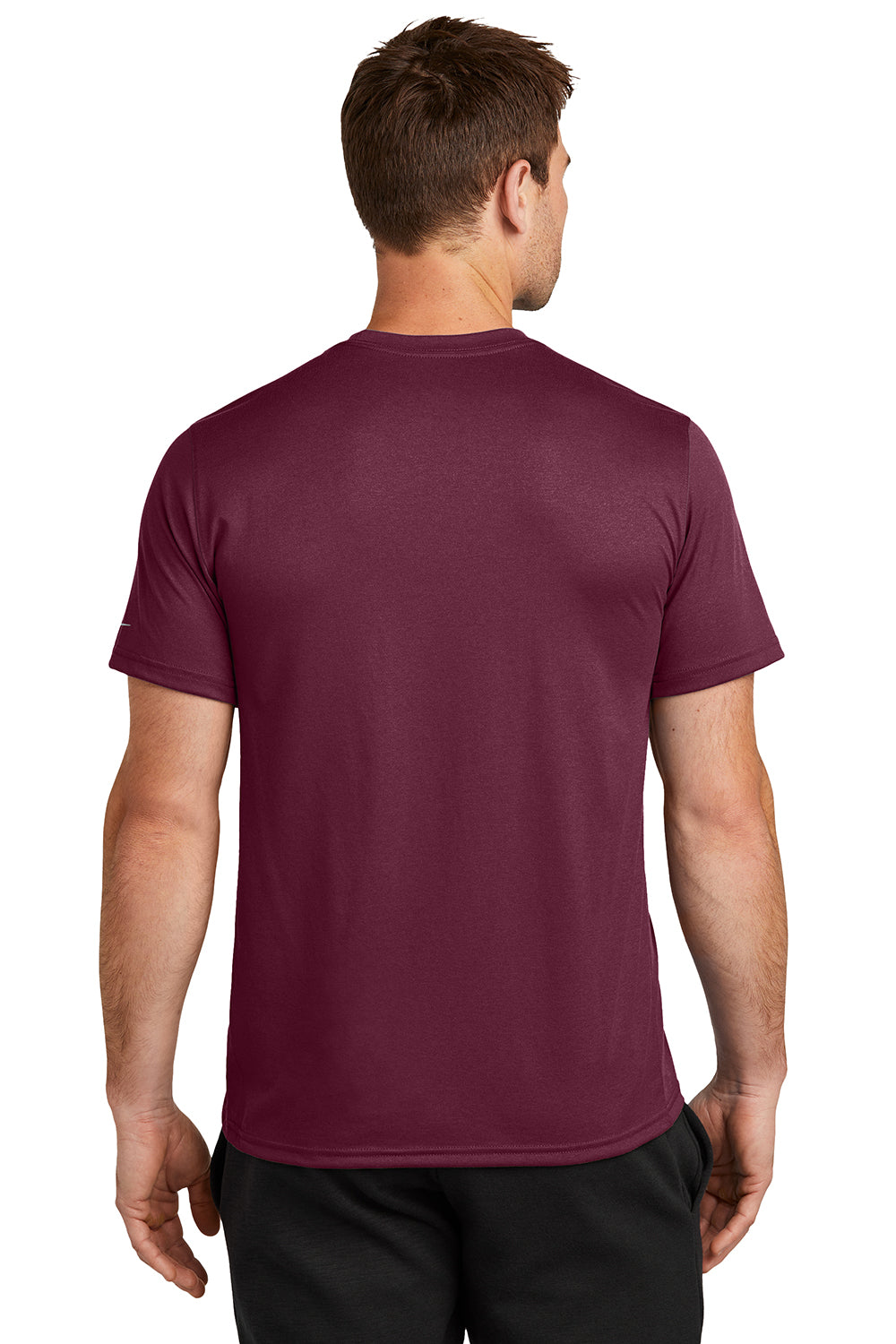 Nike NKDX8730 Mens rLegend Dri-Fit Moisture Wicking Short Sleeve Crewneck T-Shirt Deep Maroon Model Back