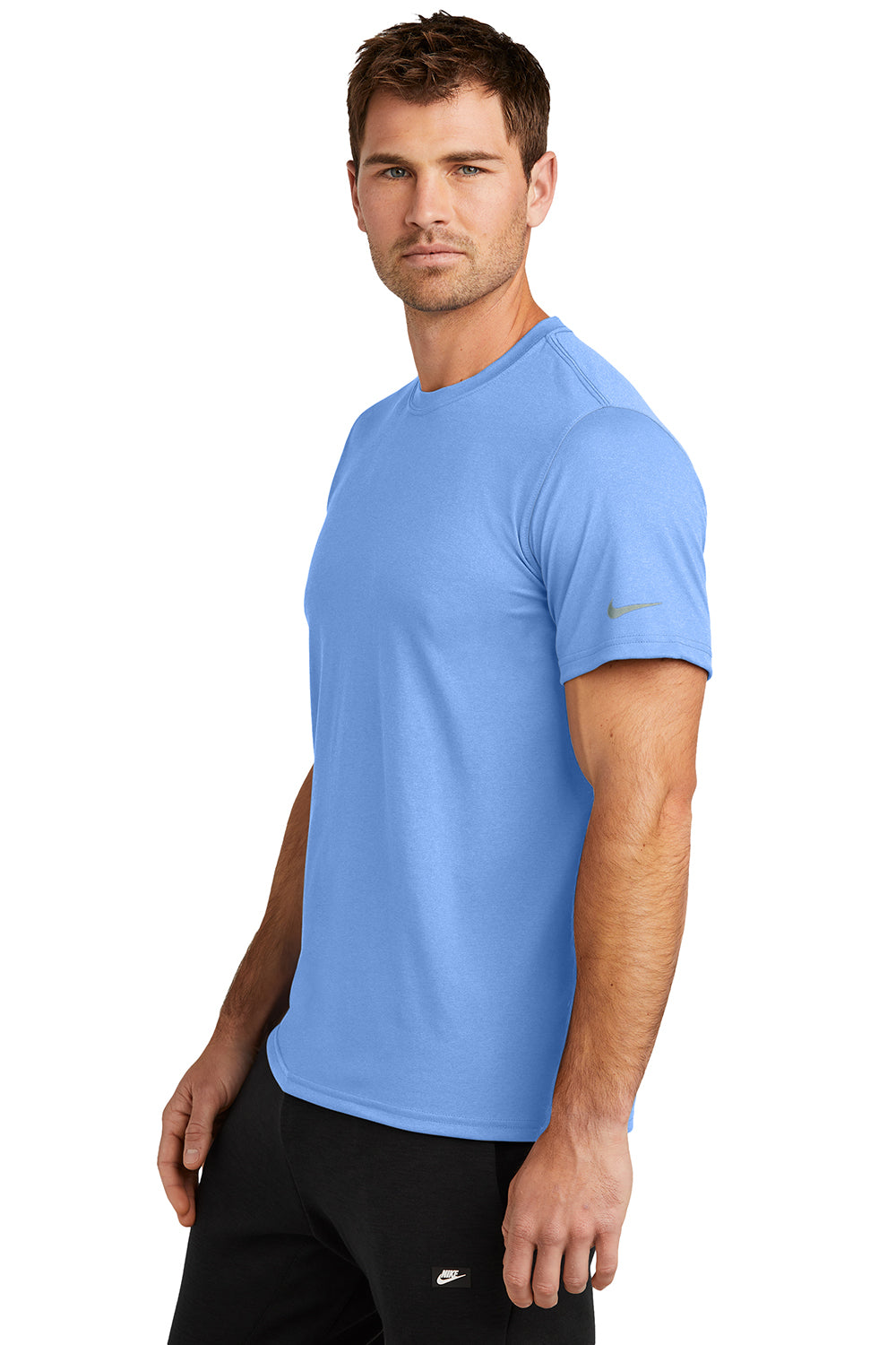 Nike NKDX8730 Mens rLegend Dri-Fit Moisture Wicking Short Sleeve Crewneck T-Shirt Valor Blue Model Side
