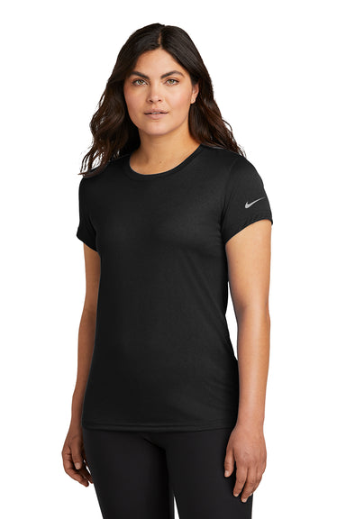 Nike NKDX8734 Womens rLegend Dri-Fit Moisture Wicking Short Sleeve Crewneck T-Shirt Black Model Front