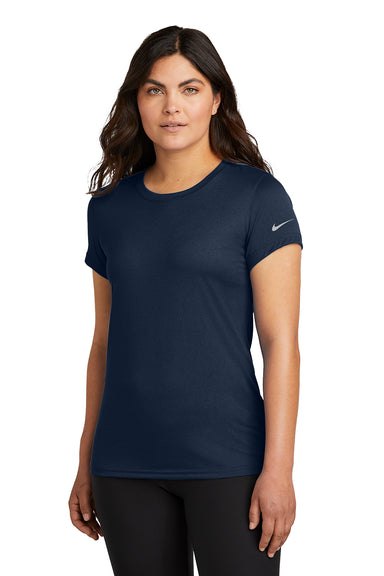 Nike NKDX8734 Womens rLegend Dri-Fit Moisture Wicking Short Sleeve Crewneck T-Shirt College Navy Blue Model Front