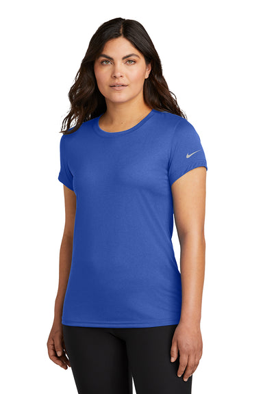 Nike NKDX8734 Womens rLegend Dri-Fit Moisture Wicking Short Sleeve Crewneck T-Shirt Game Royal Blue Model Front