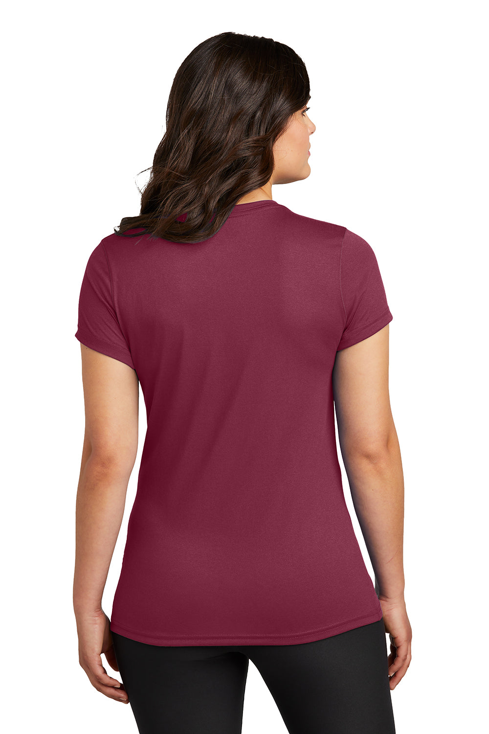 Nike NKDX8734 Womens rLegend Dri-Fit Moisture Wicking Short Sleeve Crewneck T-Shirt Team Maroon Model Back