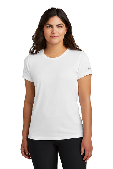 Nike NKDX8734 Womens rLegend Dri-Fit Moisture Wicking Short Sleeve Crewneck T-Shirt White Model Front