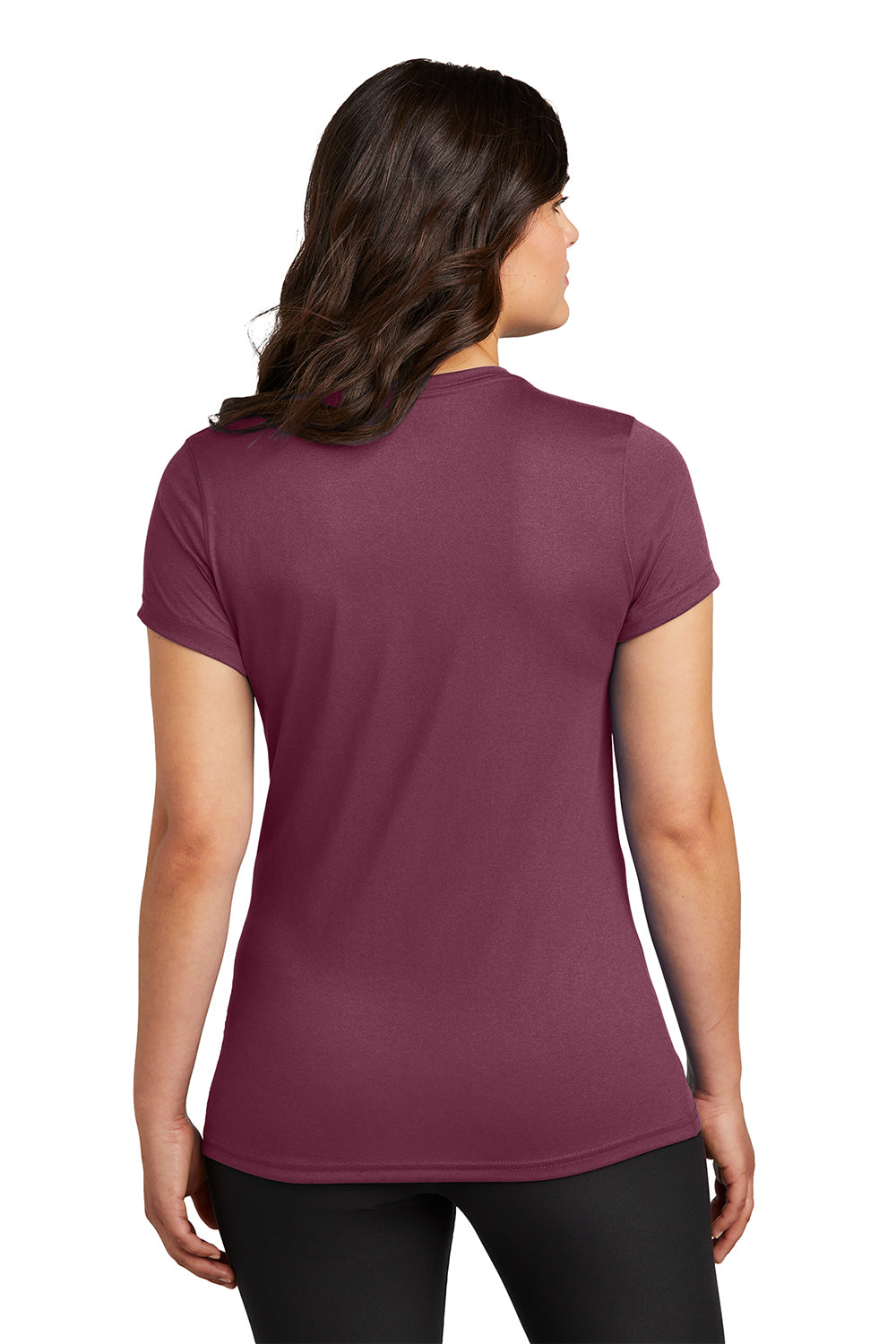 Nike NKDX8734 Womens rLegend Dri-Fit Moisture Wicking Short Sleeve Crewneck T-Shirt Deep Maroon Model Back
