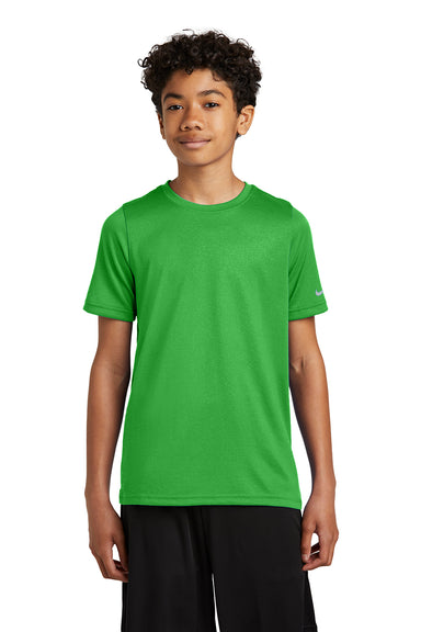Nike NKDX8787 Youth rLegend Dri-Fit Moisture Wicking Short Sleeve Crewneck T-Shirt Apple Green Model Front