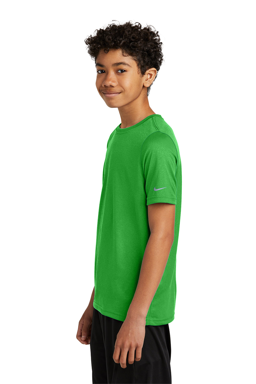 Nike NKDX8787 Youth rLegend Dri-Fit Moisture Wicking Short Sleeve Crewneck T-Shirt Apple Green Model Side