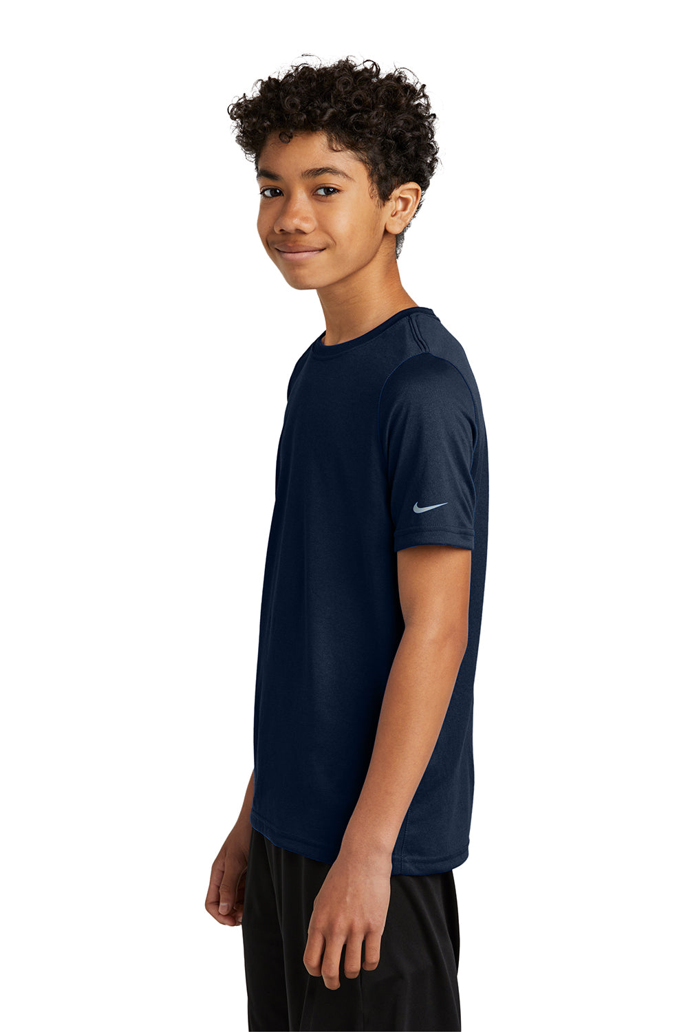 Nike NKDX8787 Youth rLegend Dri-Fit Moisture Wicking Short Sleeve Crewneck T-Shirt College Navy Blue Model Side