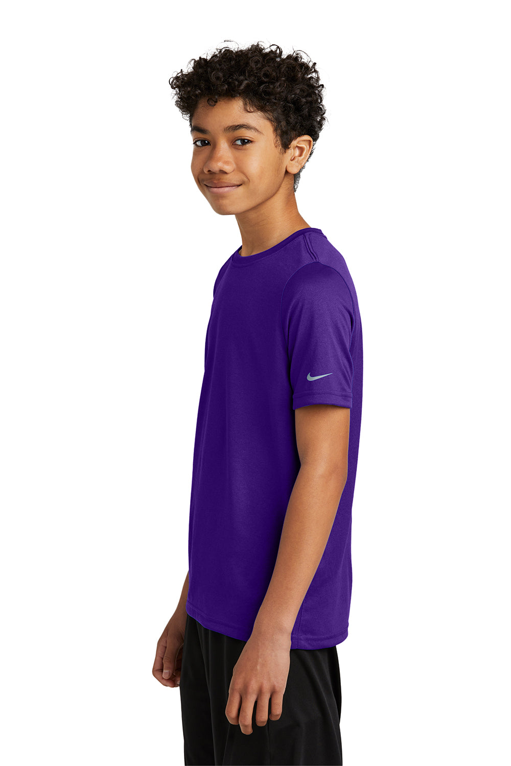 Nike NKDX8787 Youth rLegend Dri-Fit Moisture Wicking Short Sleeve Crewneck T-Shirt Court Purple Model Side