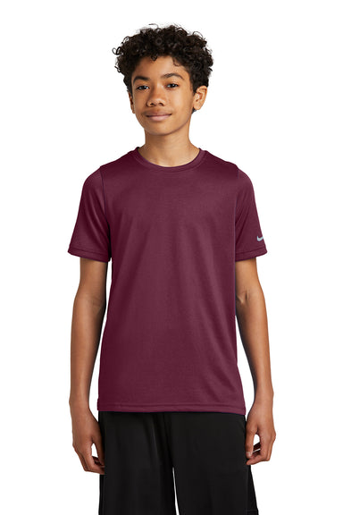 Nike NKDX8787 Youth rLegend Dri-Fit Moisture Wicking Short Sleeve Crewneck T-Shirt Deep Maroon Model Front