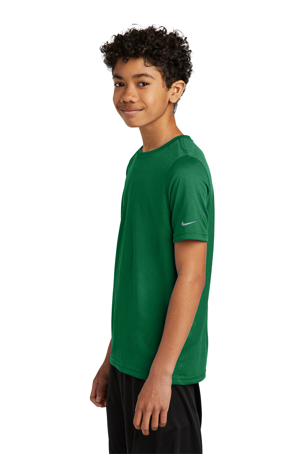 Nike NKDX8787 Youth rLegend Dri-Fit Moisture Wicking Short Sleeve Crewneck T-Shirt Gorge Green Model Side