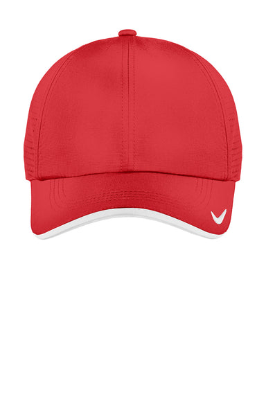 Nike 429467/NKFB6445 Mens Dri-Fit Moisture Wicking Adjustable Hat University Red/White Flat Front