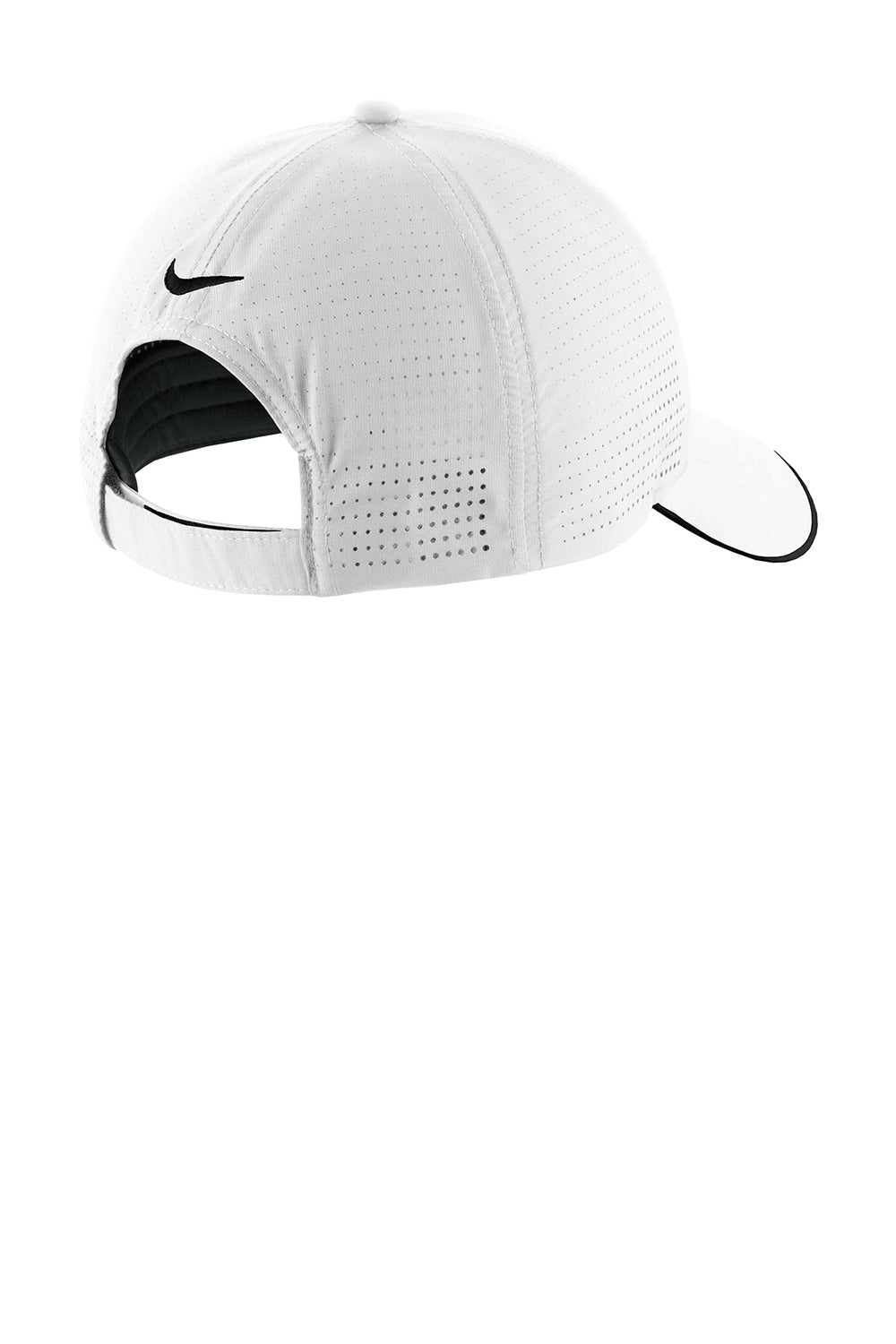 Nike 429467/NKFB6445  Dri-Fit Moisture Wicking Adjustable Hat White/Black Flat Back