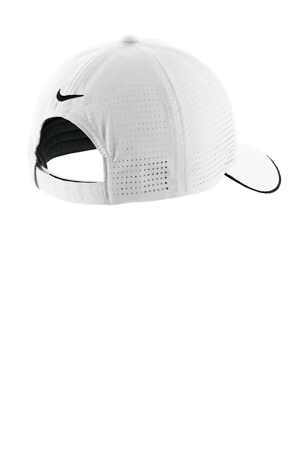 Nike Hats 429467/NKFB6445 Mens Dri-Fit Moisture Wicking Adjustable Hat White/Black Flat Back