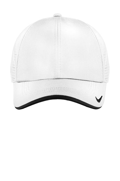 Nike 429467/NKFB6445 Mens Dri-Fit Moisture Wicking Adjustable Hat White/Black Flat Front