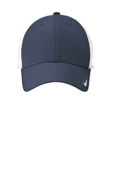 Nike Hats 779797/NKFB6447 Mens Moisture Wicking Adjustable Hat Navy Blue/White Flat Front
