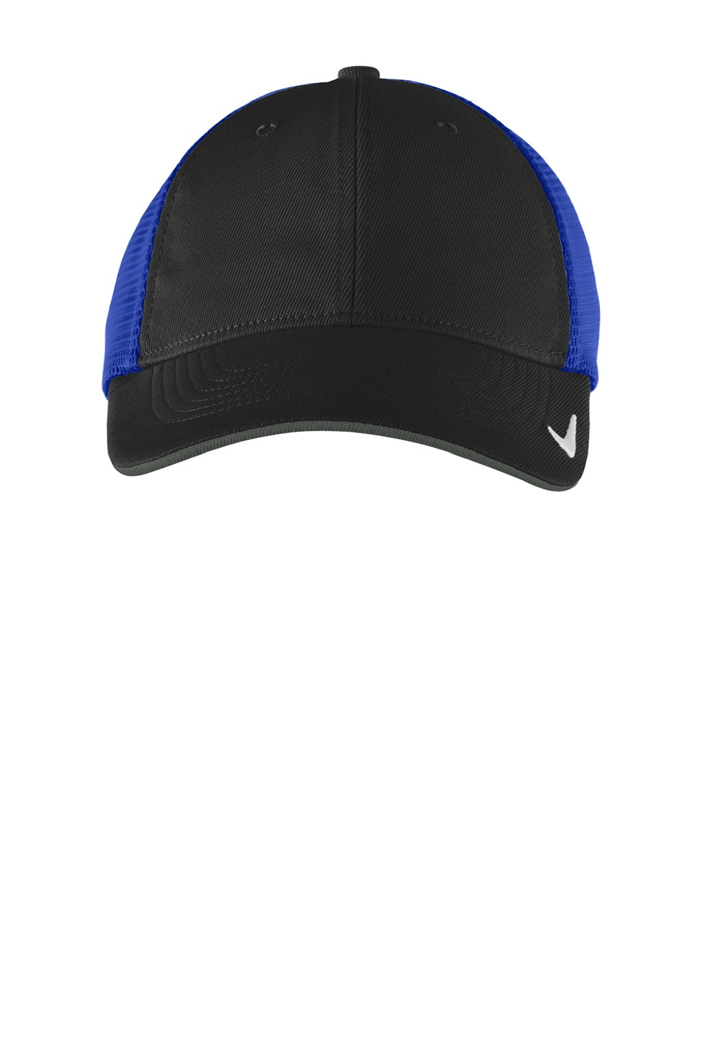 Nike Hats NKAO9293/NKFB6448 Mens Dri-Fit Moisture Wicking Stretch Fit Hat Black/Royal Blue Flat Front