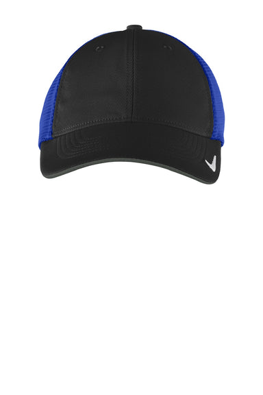 Nike Hats NKAO9293/NKFB6448 Mens Dri-Fit Moisture Wicking Stretch Fit Hat Black/Royal Blue Flat Front