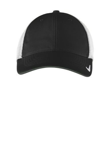 Nike NKAO9293/NKFB6448 Mens Dri-Fit Moisture Wicking Stretch Fit Hat Black/White Flat Front