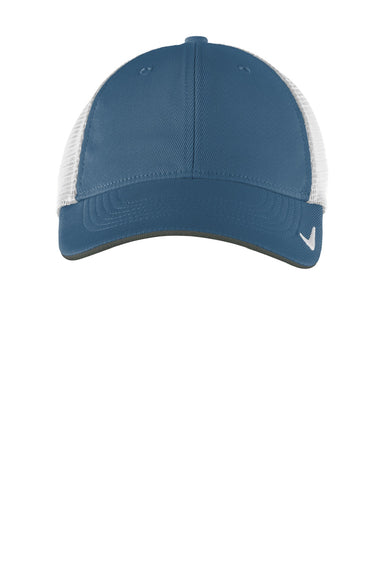 Nike Hats NKAO9293/NKFB6448 Mens Dri-Fit Moisture Wicking Stretch Fit Hat Navy Blue/White Flat Front