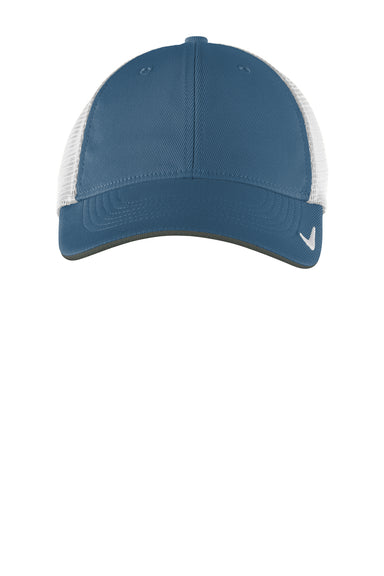 Nike NKAO9293/NKFB6448 Mens Dri-Fit Moisture Wicking Stretch Fit Hat Navy Blue/White Flat Front