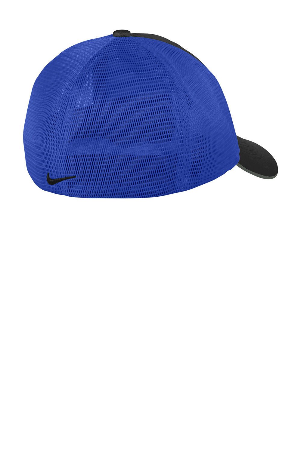 Nike NKAO9293/NKFB6448 Mens Dri-Fit Moisture Wicking Stretch Fit Hat Black/Royal Blue Flat Back