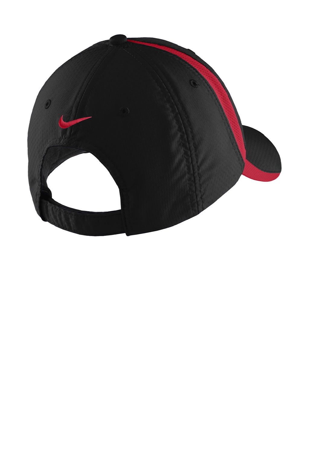 Nike Hats 247077/NKFD9709 Mens Sphere Dry Moisture Wicking Adjustable Hat Black/Red Flat Back