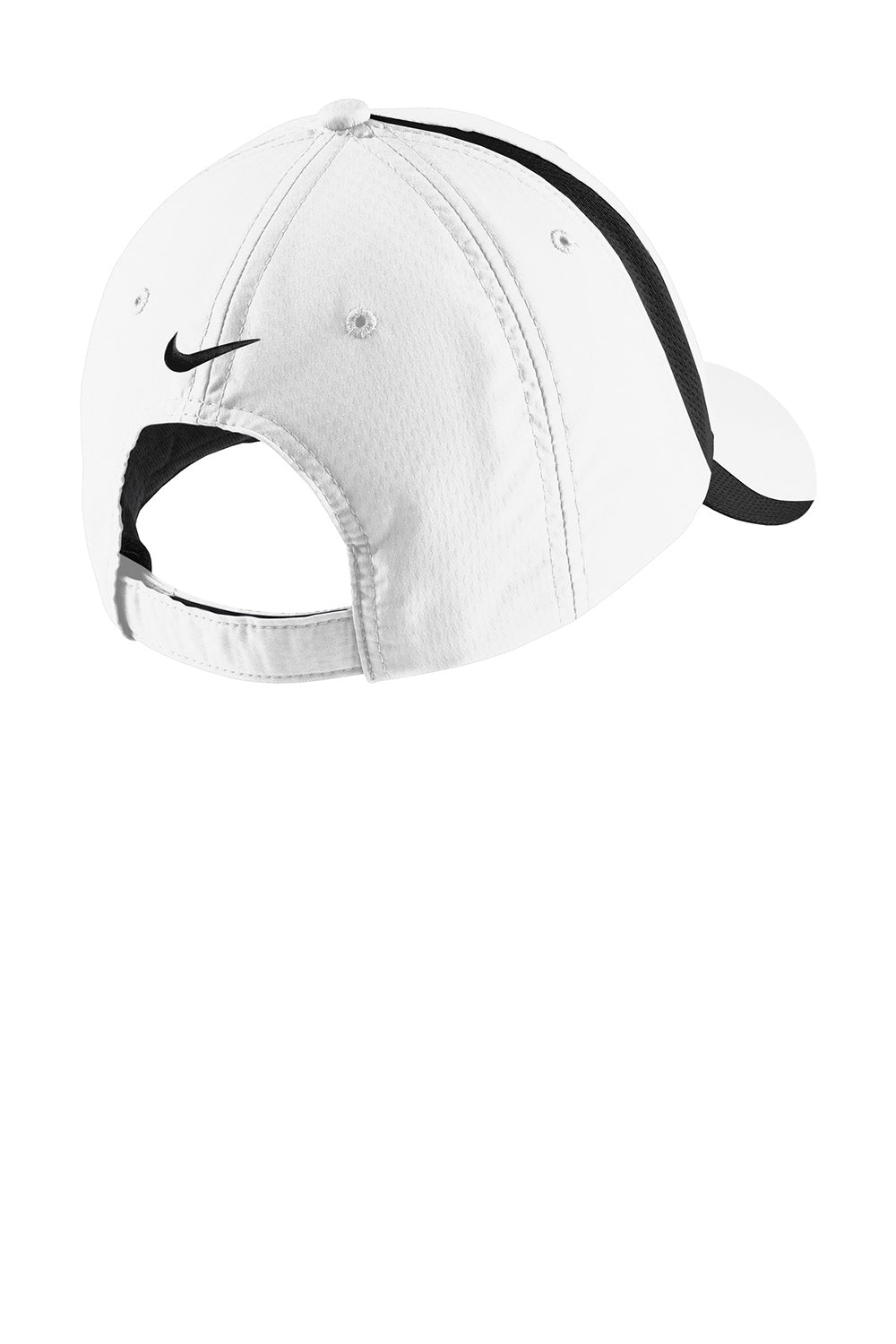 Nike 247077/NKFD9709  Sphere Dry Moisture Wicking Adjustable Hat White/Black Flat Back