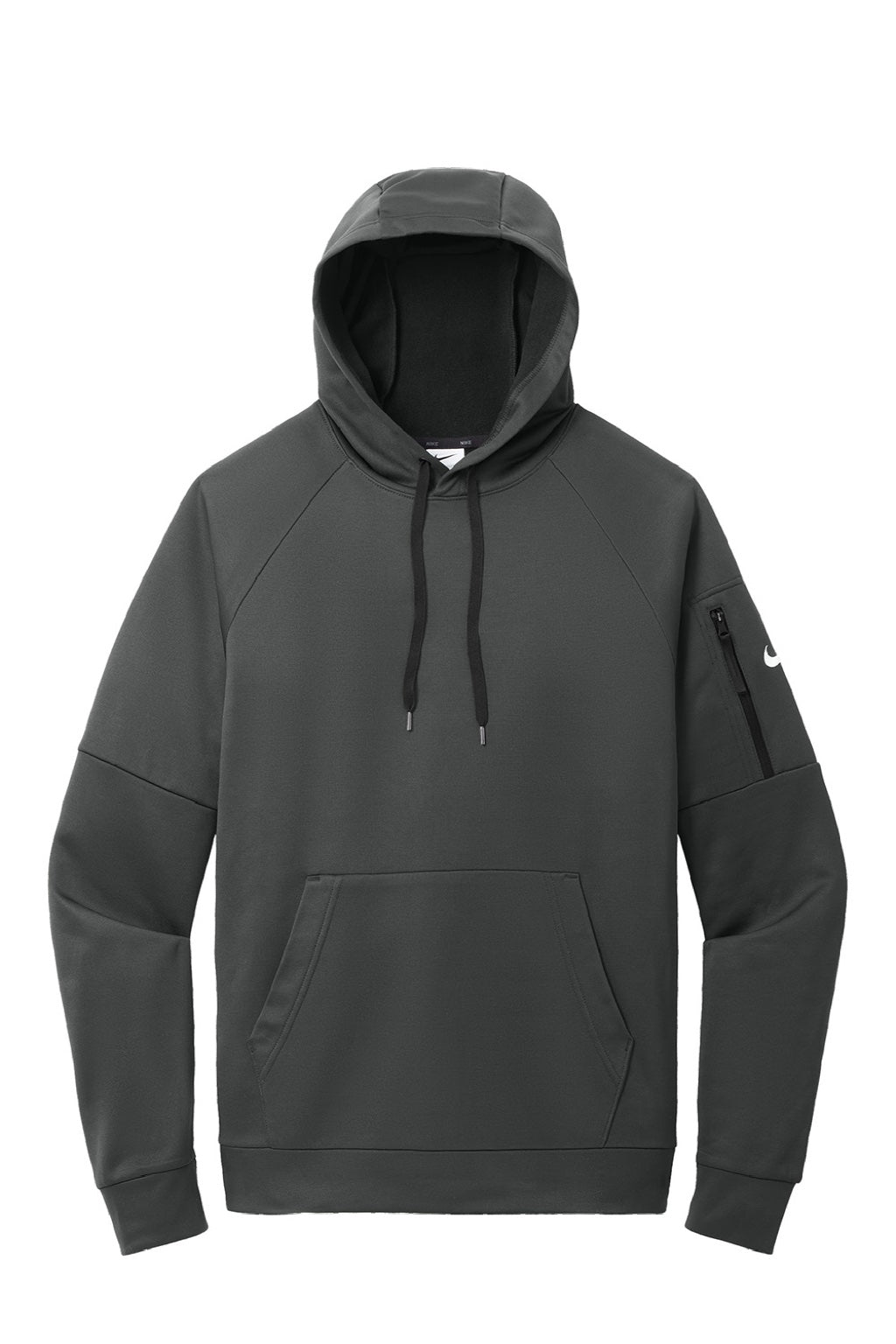Nike NKFD9735 Mens Therma-Fit Fleece Hooded Sweatshirt Hoodie w/ Pouch Pocket Anthracite Grey Flat Front