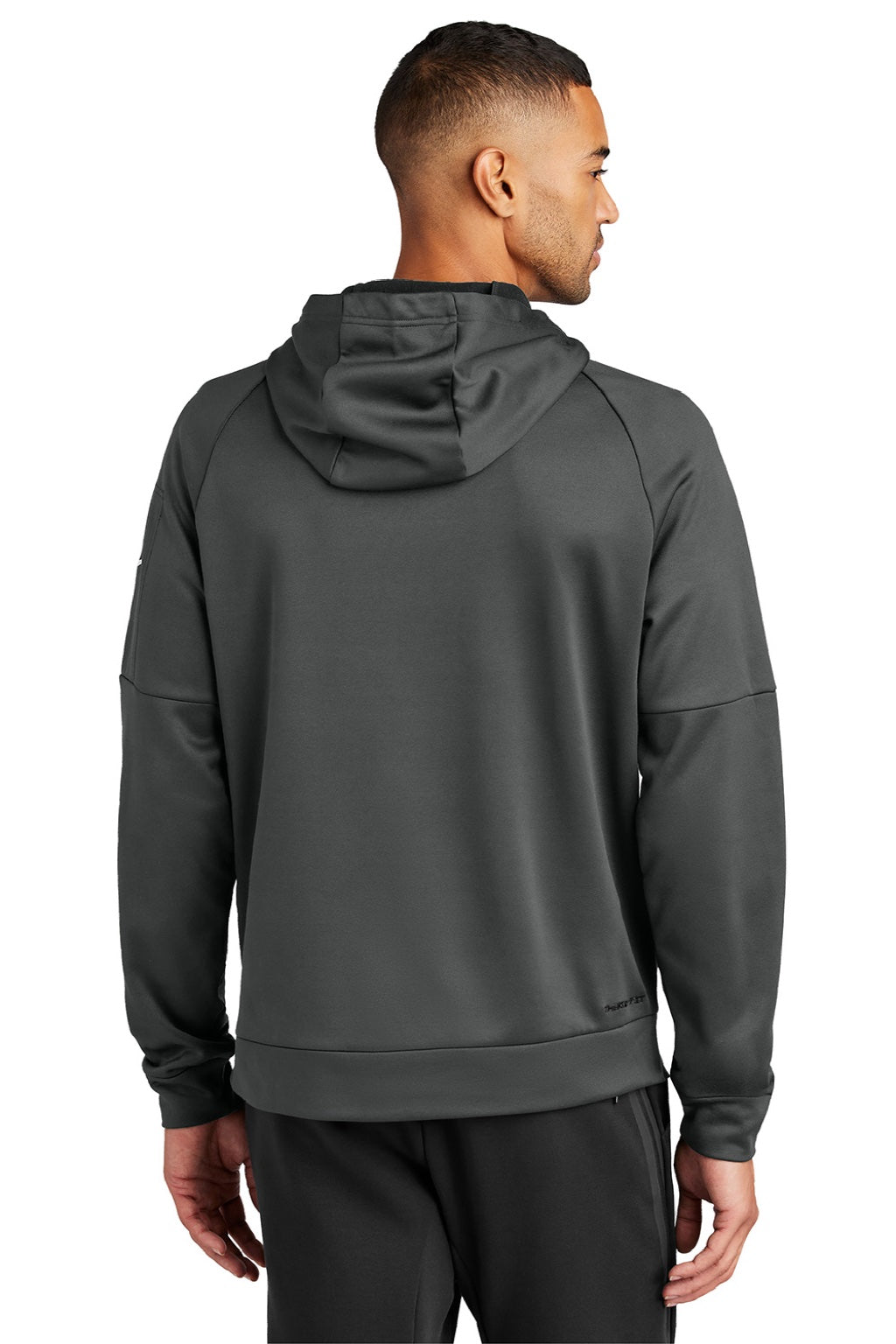 Nike NKFD9735 Mens Therma-Fit Fleece Hooded Sweatshirt Hoodie w/ Pouch Pocket Anthracite Grey Model Back