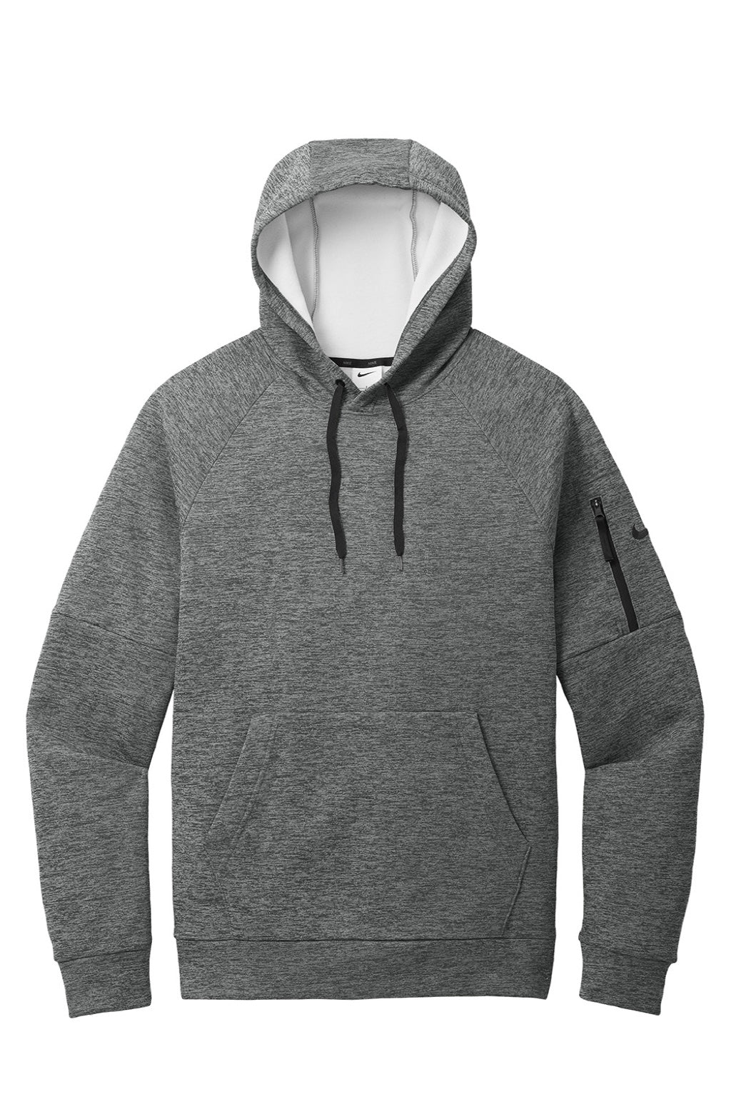 Nike NKFD9735 Mens Therma-Fit Fleece Hooded Sweatshirt Hoodie w/ Pouch Pocket Heather Charcoal Grey Flat Front