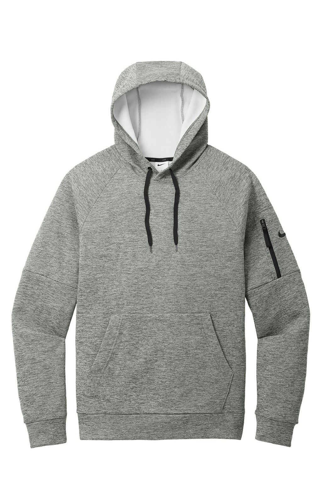 Nike NKFD9735 Mens Therma-Fit Fleece Hooded Sweatshirt Hoodie w/ Pouch Pocket Heather Dark Grey Flat Front
