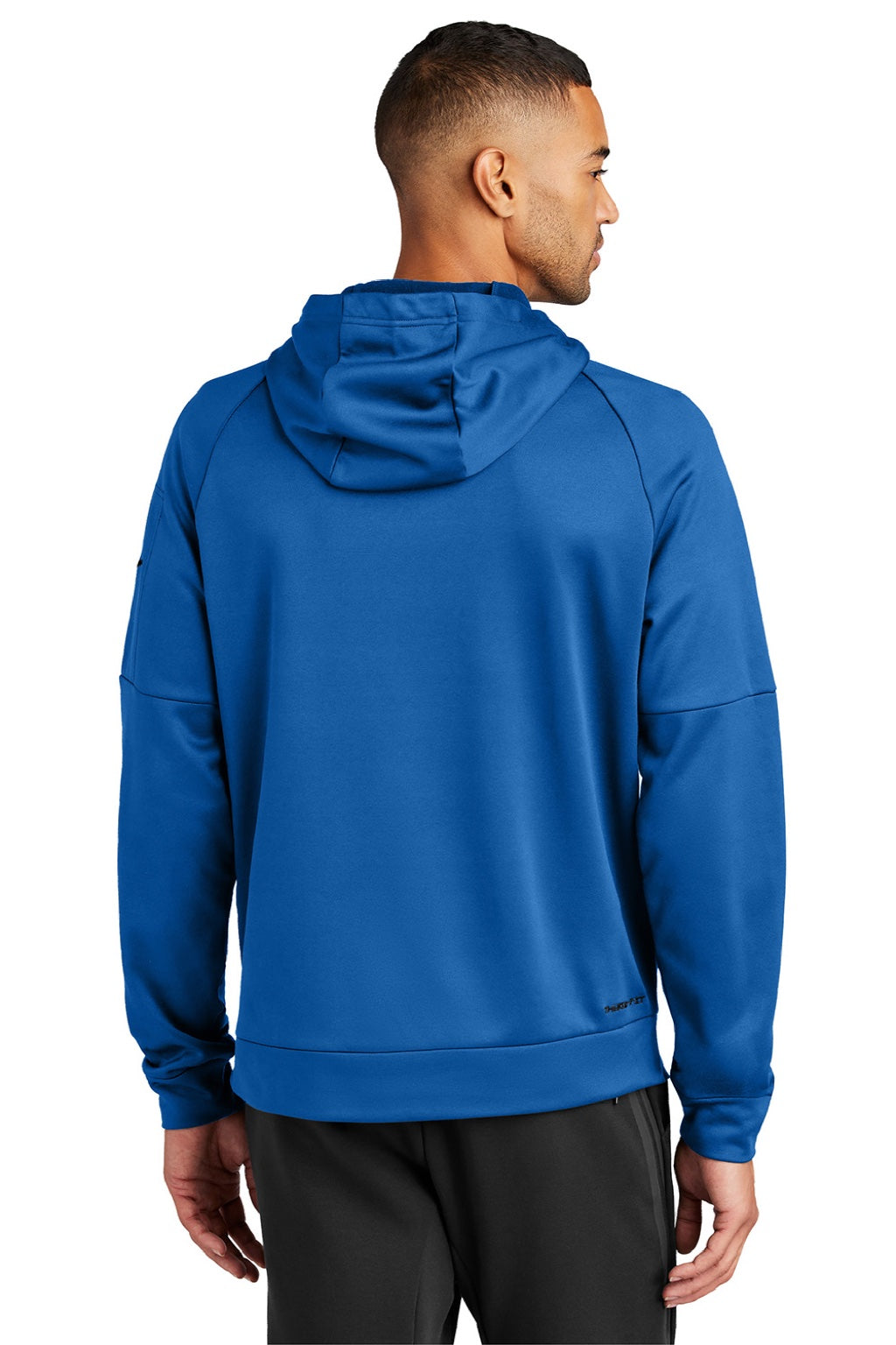 Nike NKFD9735 Mens Therma-Fit Fleece Hooded Sweatshirt Hoodie w/ Pouch Pocket Game Royal Blue Model Back