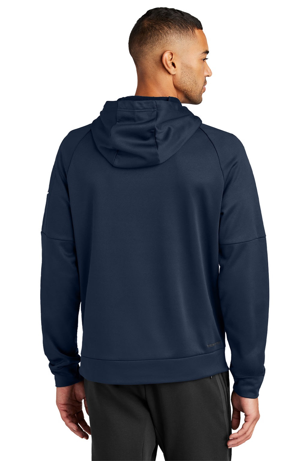 Nike NKFD9735 Mens Therma-Fit Fleece Hooded Sweatshirt Hoodie w/ Pouch Pocket Navy Blue Model Back