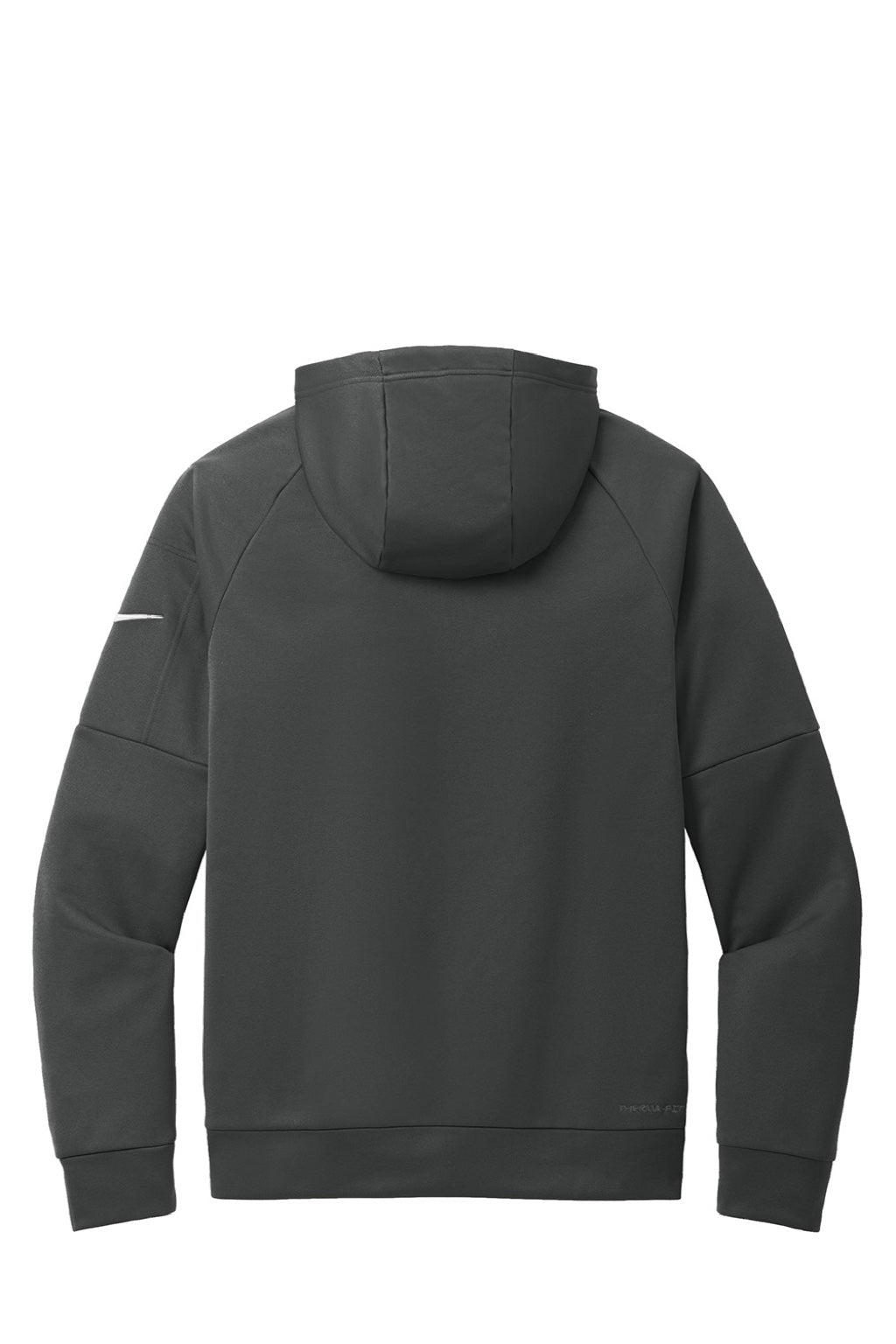 Nike NKFD9742 Mens Therma-Fit Fleece 1/4 Zip Hooded Sweatshirt Hoodie w/ Pouch Pocket Anthracite Grey Flat Back