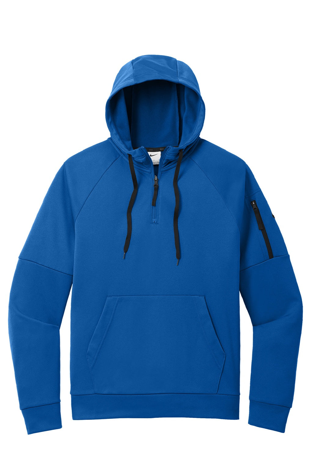 Nike NKFD9742 Mens Therma-Fit Fleece 1/4 Zip Hooded Sweatshirt Hoodie w/ Pouch Pocket Game Royal Blue Flat Front