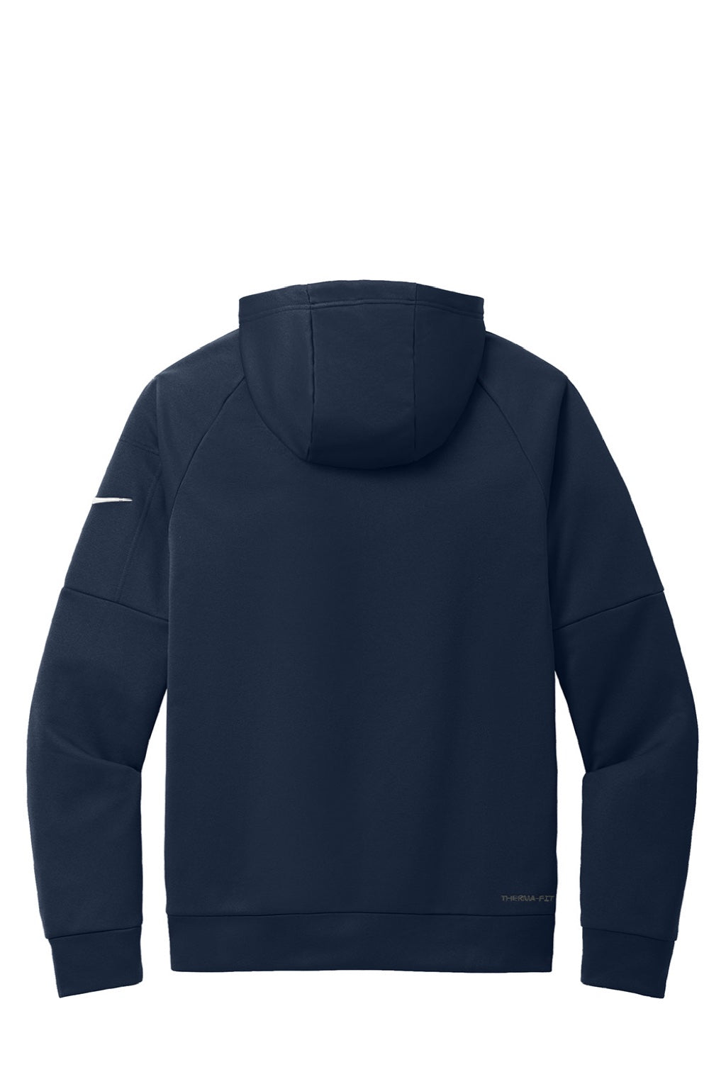 Nike NKFD9742 Mens Therma-Fit Fleece 1/4 Zip Hooded Sweatshirt Hoodie w/ Pouch Pocket Navy Blue Flat Back