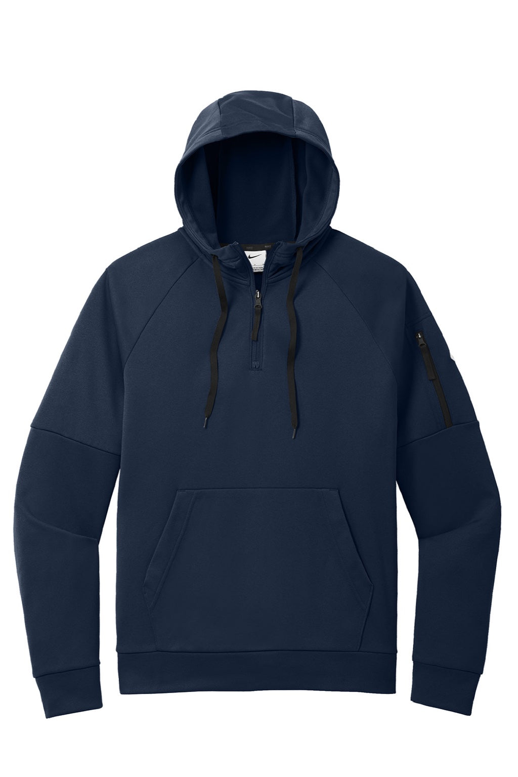 Nike NKFD9742 Mens Therma-Fit Fleece 1/4 Zip Hooded Sweatshirt Hoodie w/ Pouch Pocket Navy Blue Flat Front
