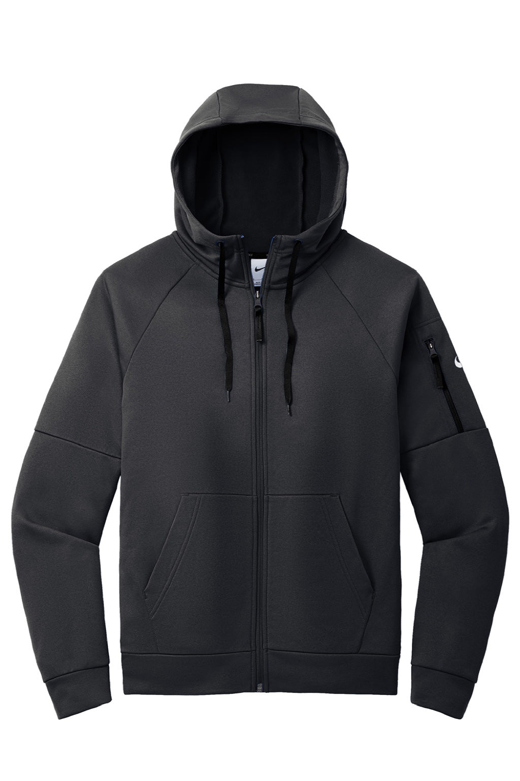 Nike NKFD9859 Mens Therma-Fit Fleece Full Zip Hooded Sweatshirt Hoodie w/ Pockets Black Flat Front