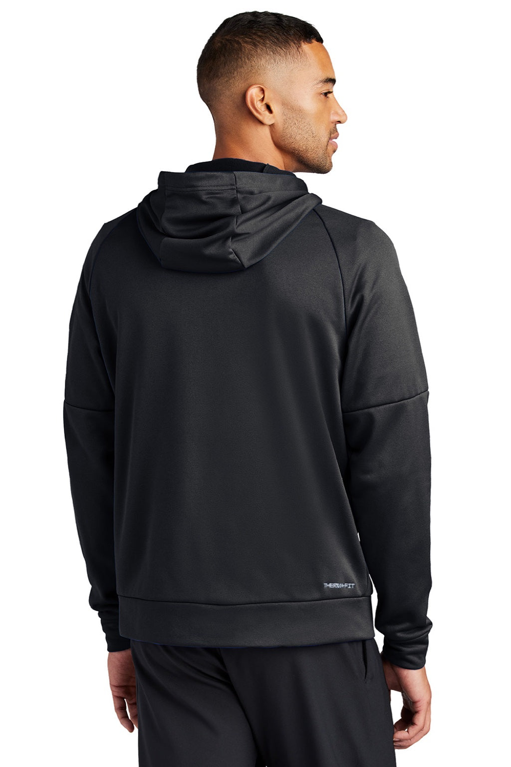 Nike NKFD9859 Mens Therma-Fit Fleece Full Zip Hooded Sweatshirt Hoodie w/ Pockets Black Model Back