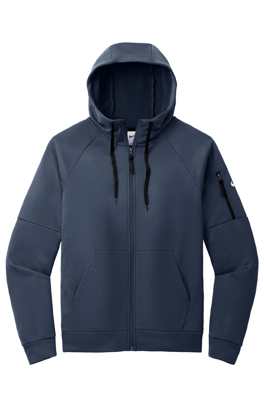 Nike NKFD9859 Mens Therma-Fit Fleece Full Zip Hooded Sweatshirt Hoodie w/ Pockets Navy Blue Flat Front