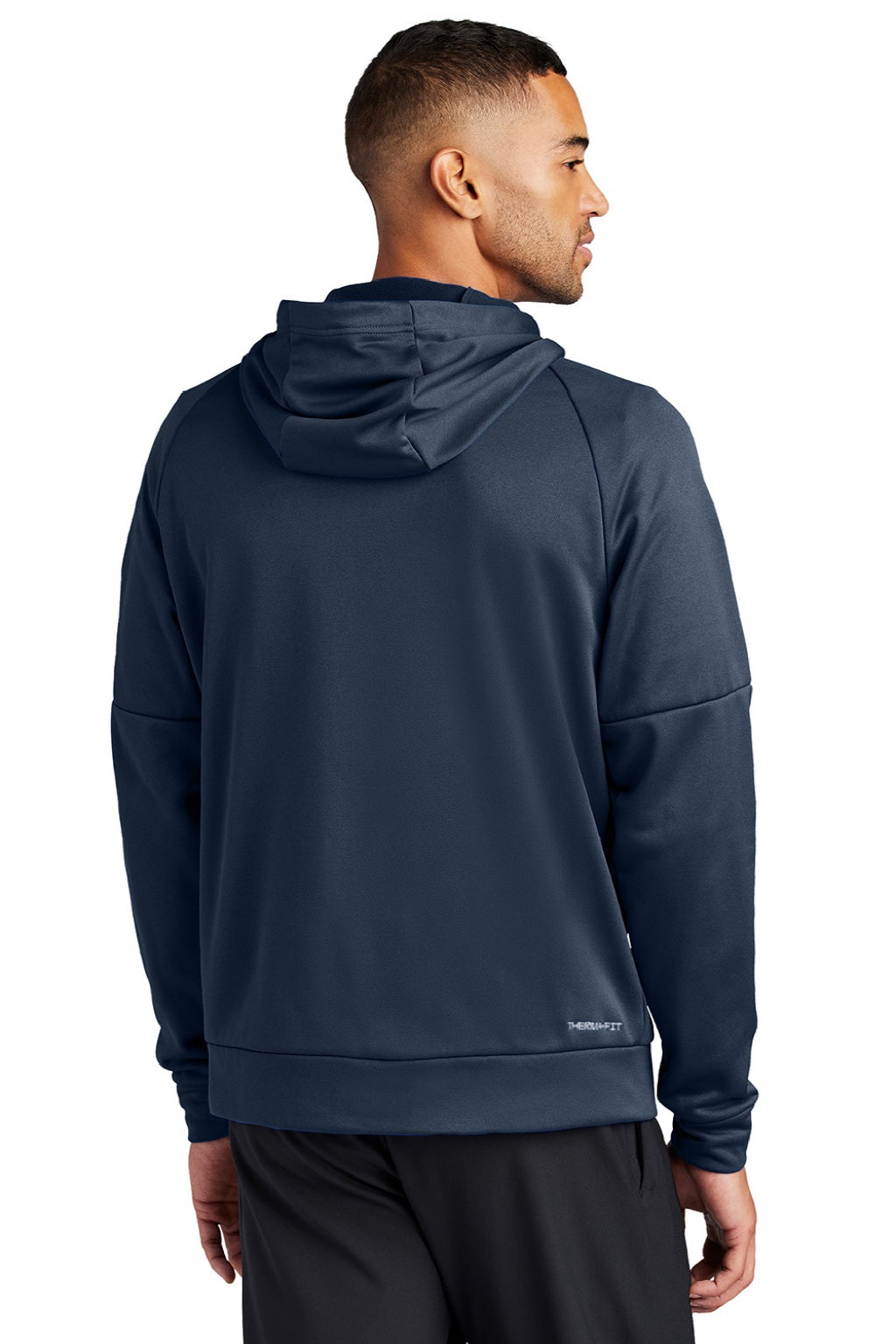 Nike NKFD9859 Mens Therma-Fit Fleece Full Zip Hooded Sweatshirt Hoodie w/ Pockets Navy Blue Model Back