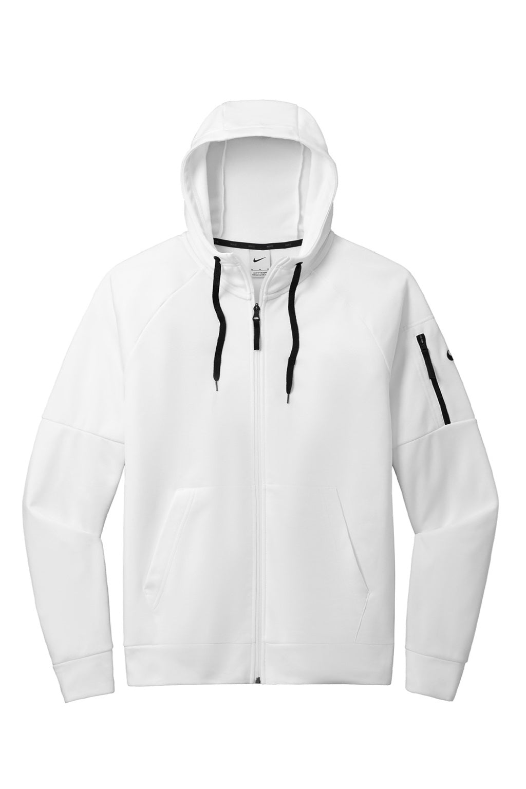 Nike NKFD9859 Mens Therma-Fit Fleece Full Zip Hooded Sweatshirt Hoodie w/ Pockets White Flat Front
